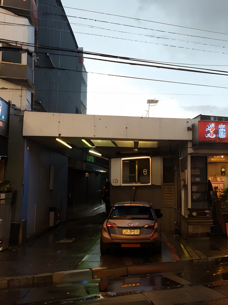 Led, neon, noite, chuva, futuro, loja, cyberpunk, japao, sushi delivery