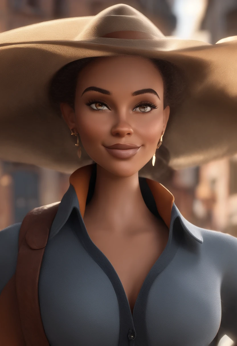 Personagem dos desenhos animados de uma mulher, cabelo curto marrom escuro penteado para o lado, e uma camisa cinza, animation character, Caractere estilizado, animation style rendering, 3D estilizado, Arnold Maya render, 3 d render stylized, toon render keyshot, Personagem 3D, Personagem 3D, 3d rendering stylized, 3 d character render, personagem de desenho animado, Personagem de close up, Pose de personagem, (Estilo Pixar) (master part:1.2) (Bokeh) (best quality) (pele detalhada) (textura detalhada) (8k) (argila) (Cinematic lighting) (foco nítido
