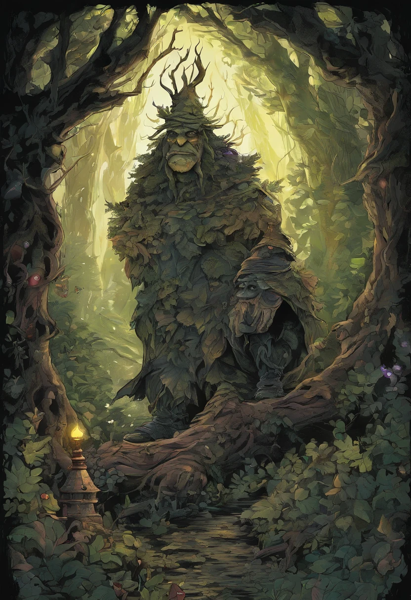 In a dark fantasy forest, there is a mystical atmosphere with goblins and gnomes lurking in the shadows. The scene is beautifully depicted in an art illustration style, with vivid colors and extreme attention to detail. The protagonist of the scene is a goblin and a gnome, both of whom are wearing tattered clothes and holding a lantern to light their way through the dark forest. 

The forest itself is thick and dense, with towering trees that cast eerie shadows. The leaves are a mix of deep greens and purples, giving the forest an otherworldly appearance. Rays of moonlight seep through the thick canopy, illuminating small patches of the forest floor. Twisted roots and branches intertwine, creating an intricate and mysterious atmosphere. 

The goblin has piercing eyes that glow with an ominous green light, while the gnome exudes a mischievous expression, showcasing their lively personalities. The lantern they carry emits a warm and inviting glow, adding a sense of warmth amidst the darkness. 

The entire scene is of the highest quality, with every element rendered in ultra-fine detail. The artist has captured the essence of the dark fantasy genre, creating a masterpiece that transports the viewer into a world of magic and imagination. The colors are rich and vibrant, adding depth and dimension to the illustration. The lighting is carefully crafted, with soft glows and shadows that enhance the overall atmosphere. 

In summary, the Stable Diffusion prompt for this theme would be: "goblin, gnome with a lantern in the forest, dark forest, dark fantasy, art illustration, (best quality, 4k, highres, masterpiece:1.2), ultra-detailed, realistic:1.37, HDR, vivid colors, eerie lighting".