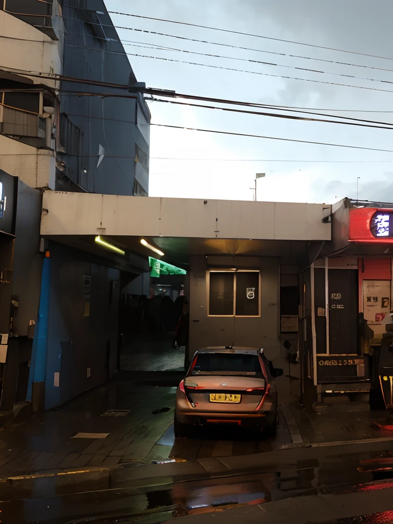 Led, neon, noite, chuva, futuro, loja, cyberpunk, japao, sushi delivery