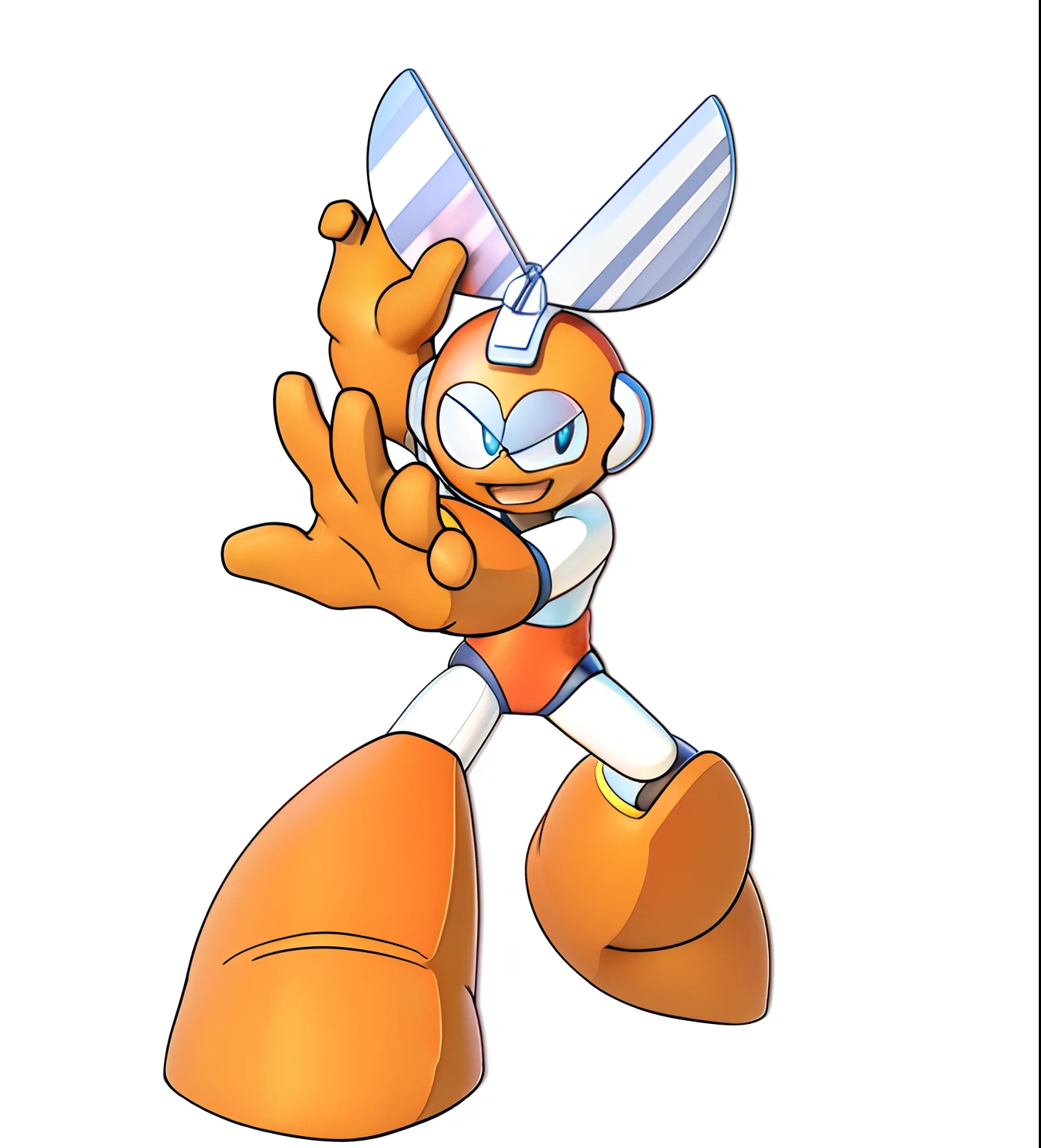 this character has cryokinesis, MegaMan,。.3D, MegaMan, Humanoid form, offcial art, toonix character, hero pose, Gelbooru anime image, 2 arms, atom, battle action pose