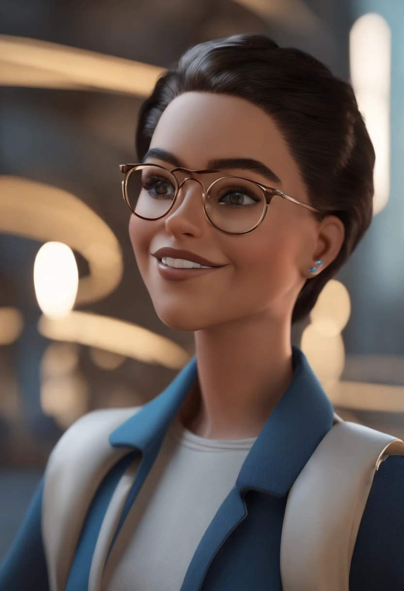 Personaje de dibujos animados de un hombre con gafas negras y una camisa azul, Un personaje animado, stylized character, Rendering animation styles, 3D estilizado, Arnold Maya render, 3D render estilizado, Toon renderizar keyshot, Personaje 3D, Personaje 3D, Renderizado 3D estilizado, Renderizado de 3 caracteres D, Personaje de dibujos animados, Personaje de primer plano, Pose del personaje, (estilo pixar) (Pieza maestra:1.2) (Bokeh) (La mejor calidad) (Piel detallada) (Textura detallada) (8k) (arcilla) (cinematic lighting) (foco nítido，Se sienta y ahueca la parte superior del cuerpo