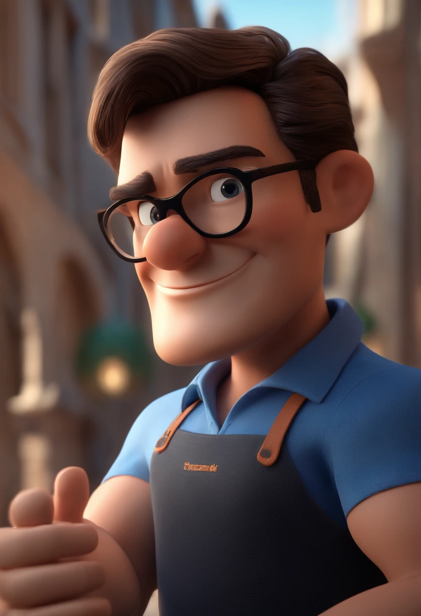 Cartoon character of a man with black glasses and a blue shirt, animation character, Caractere estilizado, animation style rendering, 3D estilizado, Arnold Maya render, 3 d render stylized, toon render keyshot, Personagem 3D, Personagem 3D, 3d rendering stylized, 3 d character render, personagem de desenho animado, Personagem de close up, Pose de personagem, (Estilo Pixar) (master part:1.2) (Bokeh) (best quality) (pele detalhada) (textura detalhada) (8k) (argila) (Cinematic lighting) (foco nítido