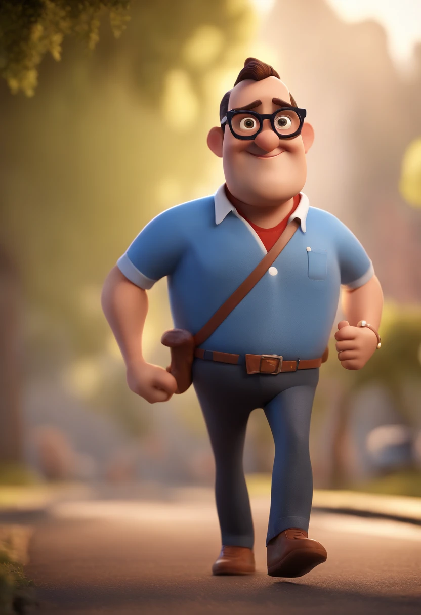 Cartoon character of a man with black glasses and a blue shirt, animation character, Caractere estilizado, animation style rendering, 3D estilizado, Arnold Maya render, 3 d render stylized, toon render keyshot, Personagem 3D, Personagem 3D, 3d rendering stylized, 3 d character render, personagem de desenho animado, Personagem de close up, Pose de personagem, (Estilo Pixar) (master part:1.2) (Bokeh) (best quality) (pele detalhada) (textura detalhada) (8k) (argila) (Cinematic lighting) (foco nítido