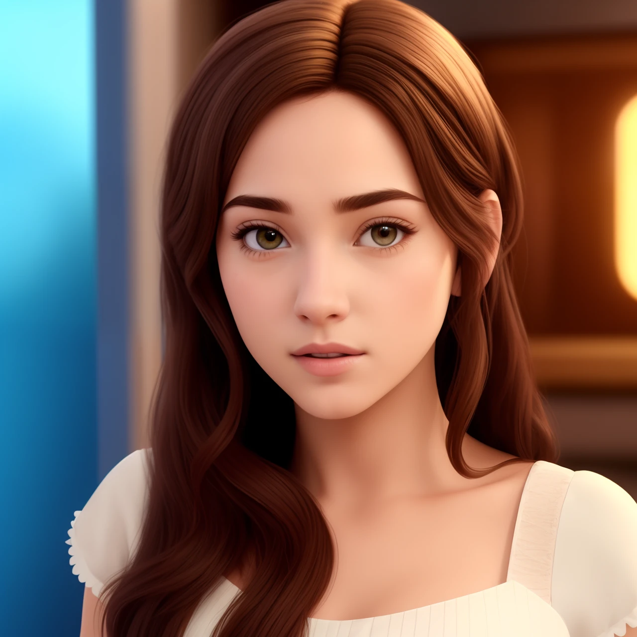 Filme Disney Pixar "EDINEIA" Young 20 year old girl with lightened brunette hair