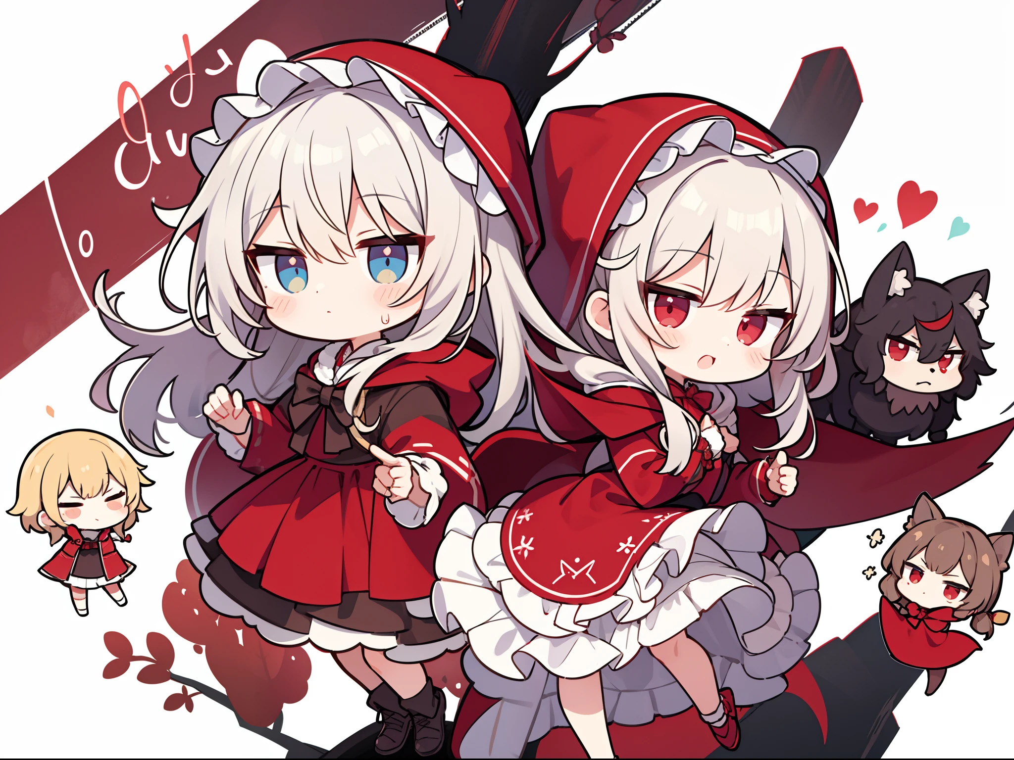 red riding hood、werewolf man、Chibi