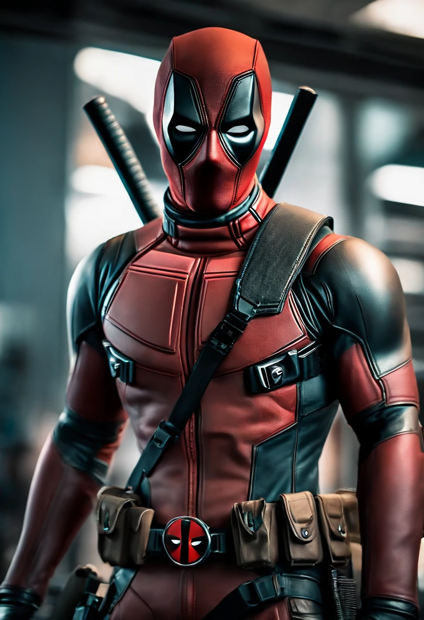 A deadpool, real white with titanium cybernetic suit, detalhado, designe perfeito, alta qualidade arestas perfeitas e simmetricas ::n_desenho de estilo, low quality defect, boneco, game, anime