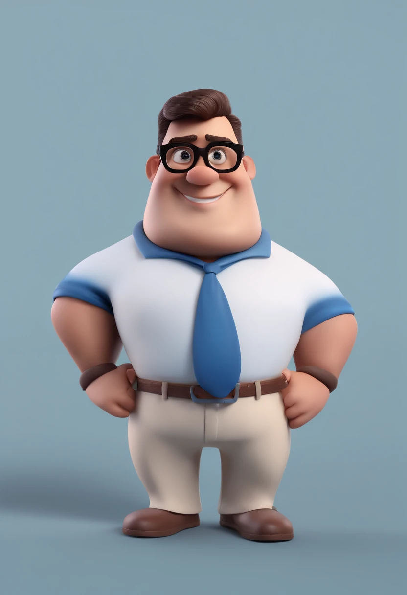 Cartoon character of a man with black glasses and a blue shirt, animation character, Caractere estilizado, animation style rendering, 3D estilizado, Arnold Maya render, 3 d render stylized, toon render keyshot, Personagem 3D, Personagem 3D, 3d rendering stylized, 3 d character render, personagem de desenho animado, Personagem de close up, Pose de personagem, (Estilo Pixar) (master part:1.2) (Bokeh) (best quality) (pele detalhada) (textura detalhada) (8k) (argila) (Cinematic lighting) (foco nítido