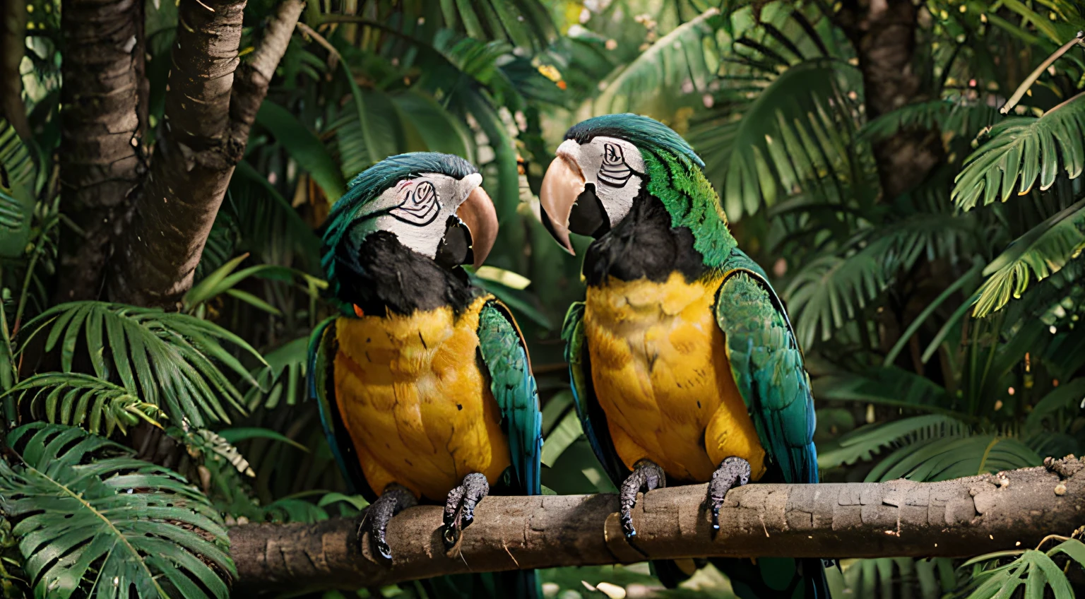 A colorfull background and background, forest, nature, colorfull macaw habitat, realistic, 3d, 8k, adobe illustrator, bold, vivid colors, fine lines.
