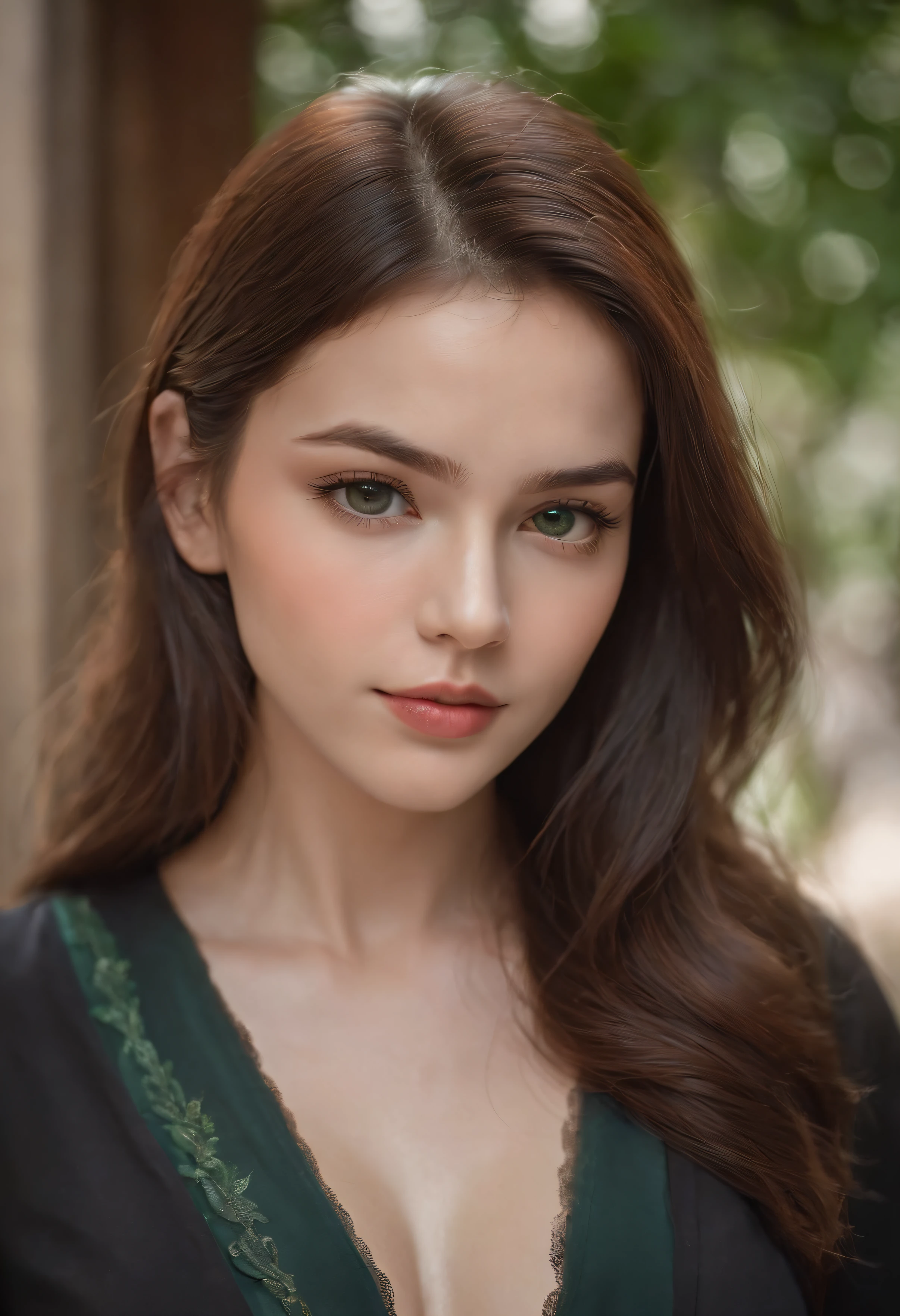 photorealistic, a realistic full size photo of a 25 year old girl wearing a black deep v neck dress, big round boobs, brown hair in the wind, green eyes, (1girl), (extremely detailed CG unit 8k wallpaper), photo of the world's most beautiful artwork world, majestic professional (photography by Steve McCurry), 8k uhd, dslr, soft lighting, high quality, film grain, sharp focus Fujifilm XT3, f 5.6, high detail, sharp focus, dramatic, (looking at viewer: 1.2) , (detailed pupils: 1.3), (natural light),