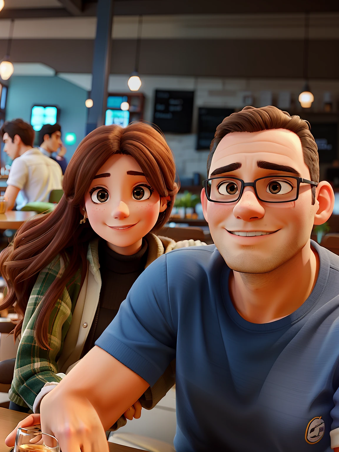 Couple together in a café