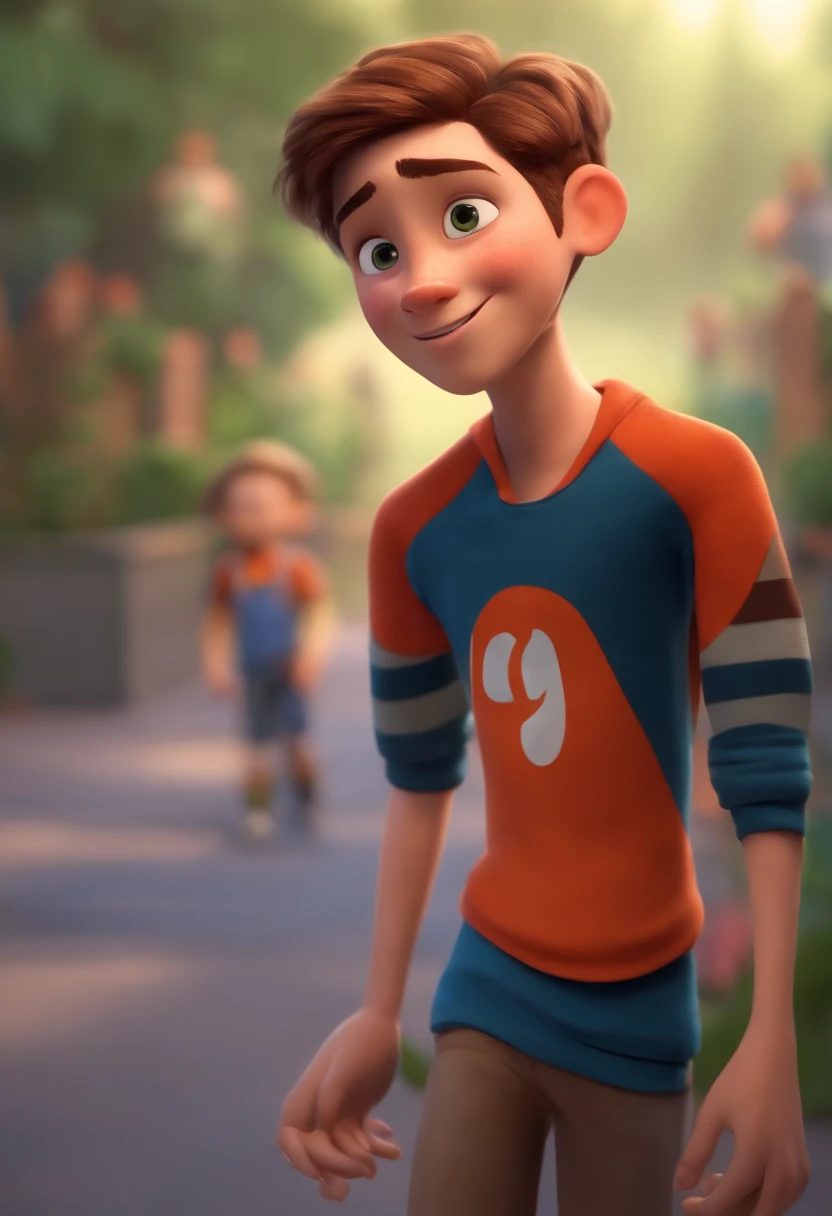 Image of a boy for a story in a YouTube video in Pixar format, He's the  allabester, He's the class leader, He's outgoing, Playful and gets up for a lot of things