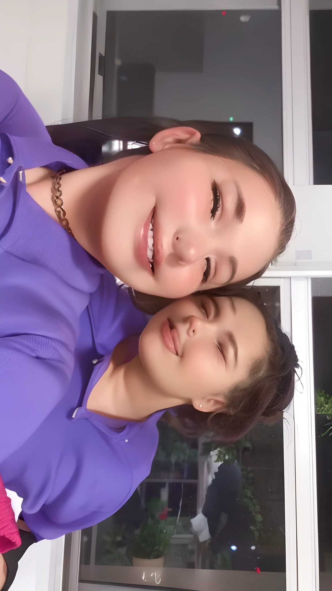 There are two women next to each other in front of a window, imagem de qualidade muito baixa, foto do perfil, taken in the early 2020s, modelagem para dulce e gabanna, foto de baixa qualidade, muito bobo olhando, imagem de perfil, foto de perfil 1024px, granulado de baixa qualidade, foto de perfil, taken with the best dlsr camera