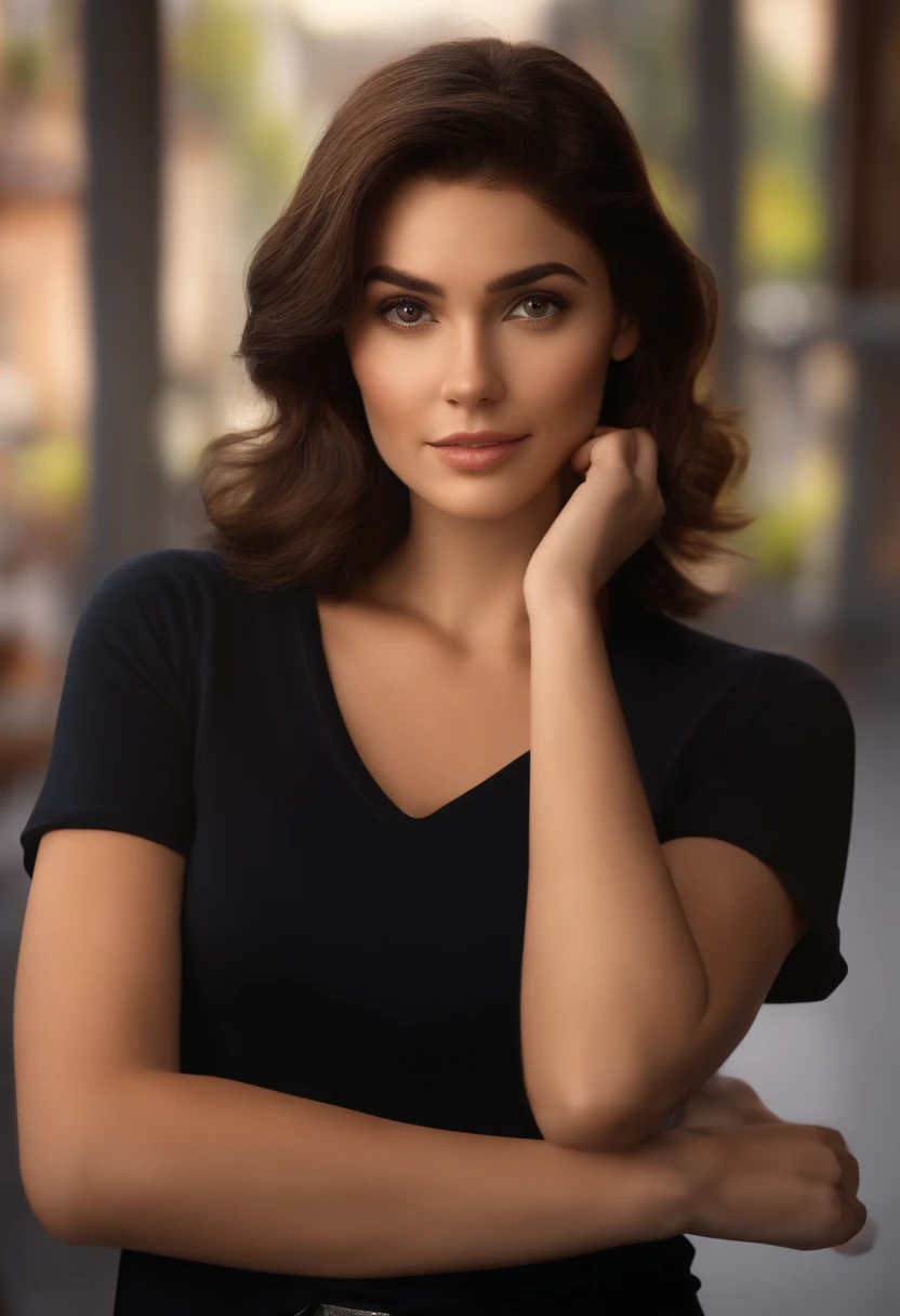 Create a female avatar representing a 30-year-old French woman, mesurant environ 1m65. She has slightly wavy brown hair, Cut at shoulder height. Son visage affiche un sourire naturel et bienveillant, avec des yeux marron expressifs. Her skin has a slightly sun-kissed tinge, Reflection of a Mediterranean complexion. En ce qui concerne le style vestimentaire, She wears a casual yet elegant outfit, consisting of fitted jeans and a comfortable sweater. The goal is to create a realistic and authentic female avatar, Reflection of a Modern Woman, confiante et accessible du quotidien. effet disney