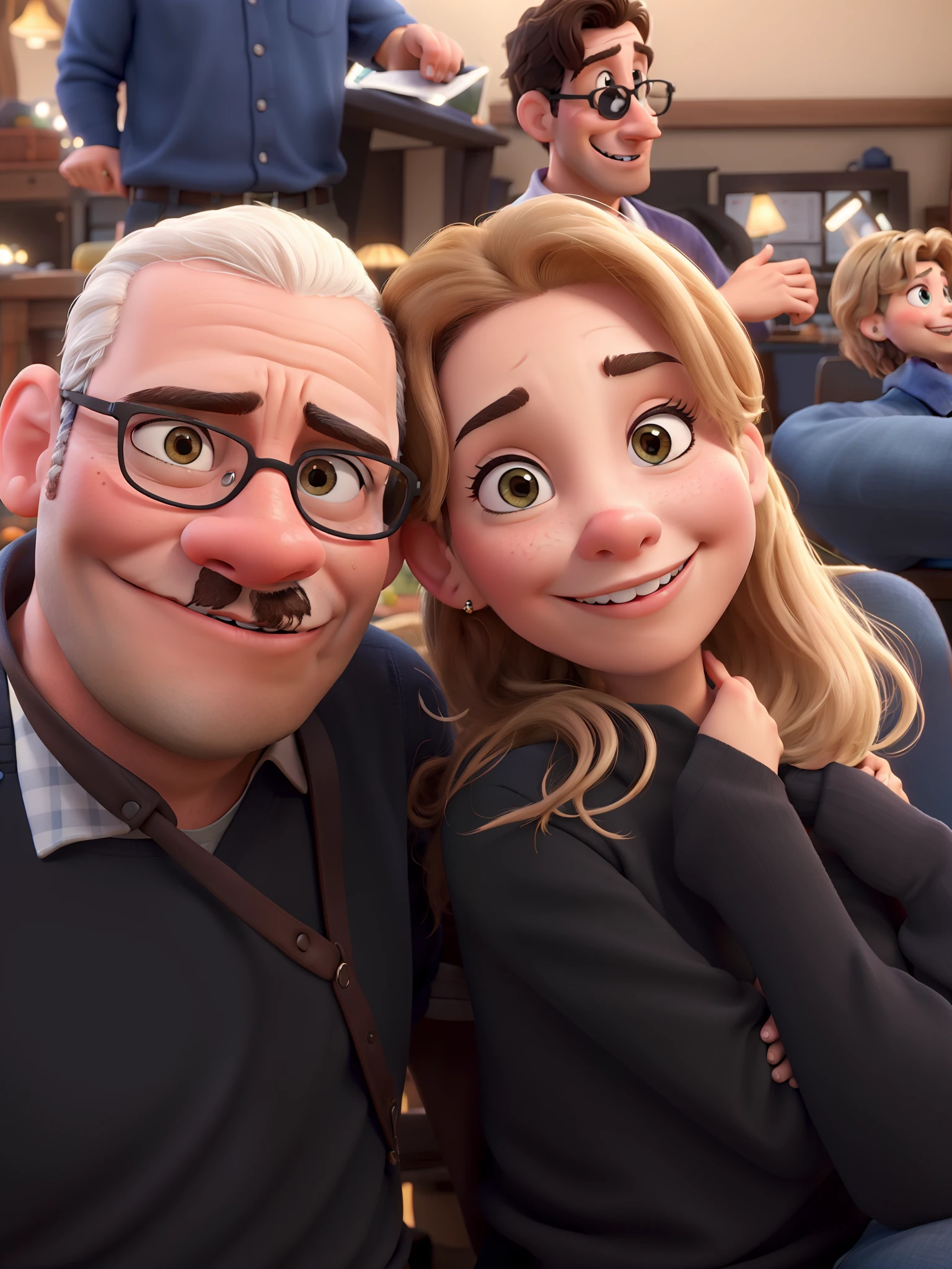 A couple in great quality and definition in the style of Disney pixar