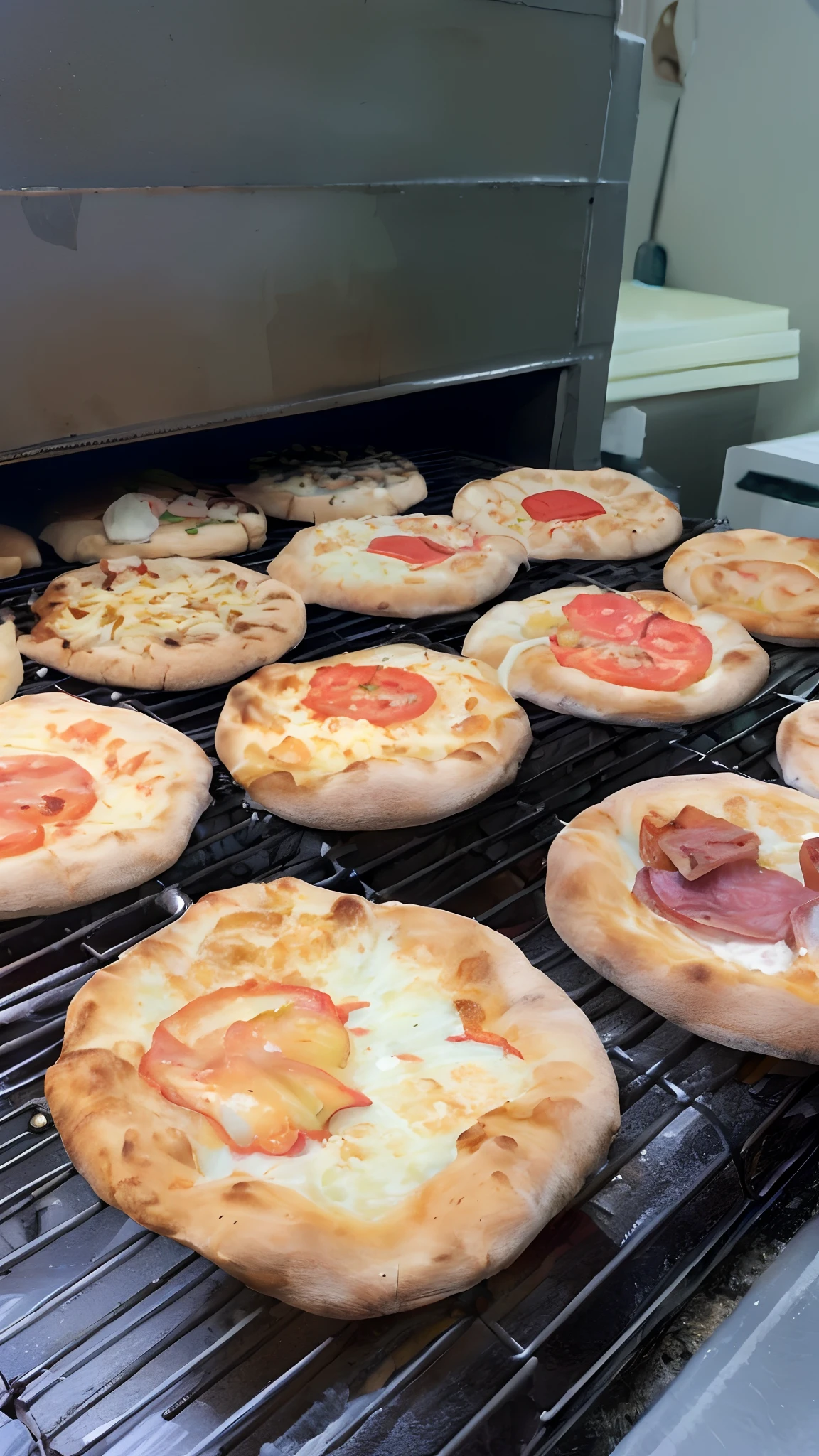 A closeup of a pizza oven with several pizzas in it, queijo e calabresa, cozinhar pizza, a lenha, Pizza, pizza italiana, 🥥 🍕 Hibrido, pizza em primeiro plano, delicioso, pizza a cabana, pizza, Directed by: Joe Bowler, calzone zone, pizza!, ❤🔥🍄🌪, Directed by: Adam Manyoki, meio tradicional