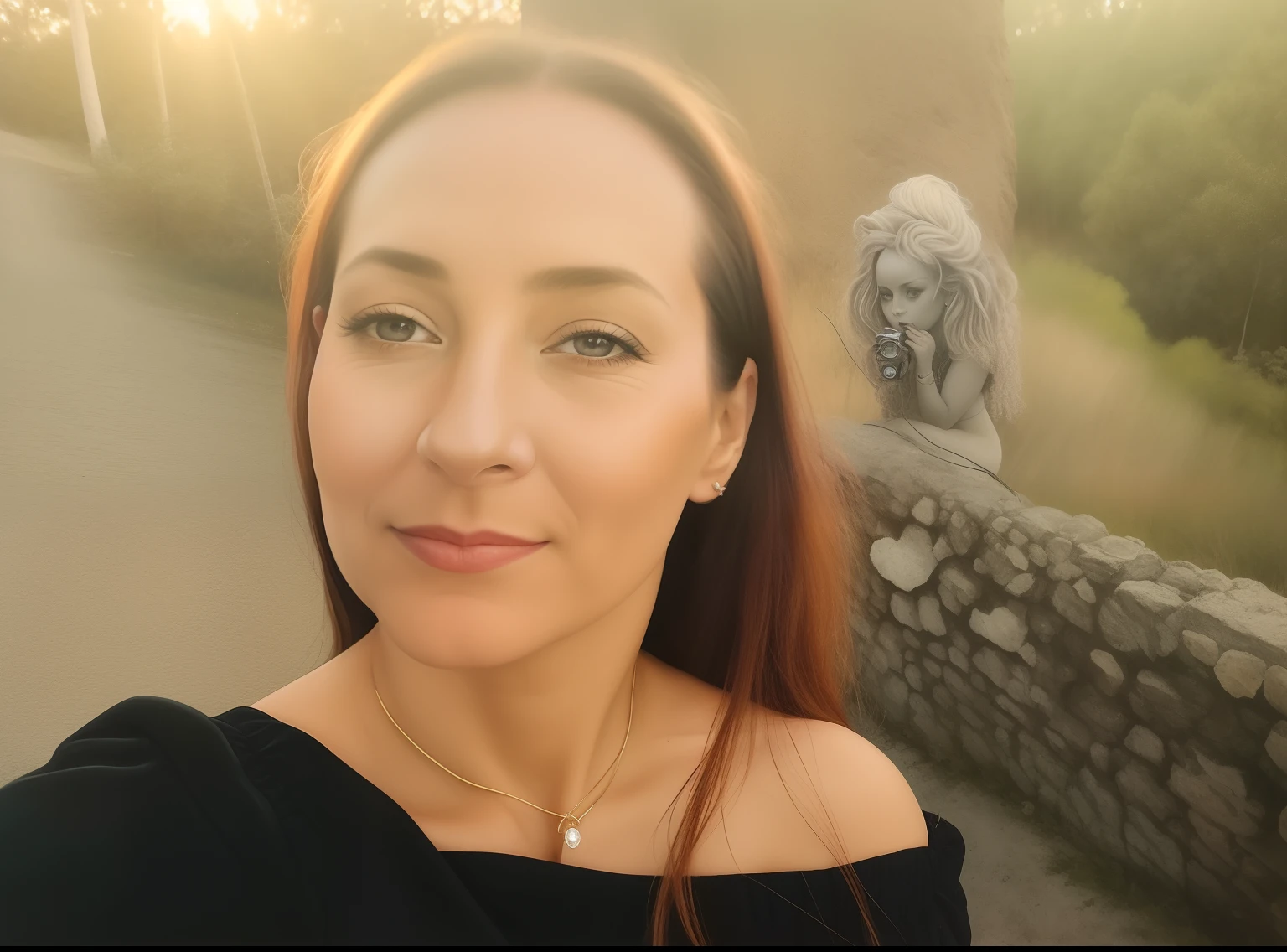 There's a woman taking a selfie with a camera, imagem de perfil, Magalie Villeneuve, Fotografia tirada em 2 0 2 0, at sunset, Sandra Chevier, 4 5 I, foto de perfil, Ekaterina, 3 0 anos mulher, in the sunset, Alina Ivanchenko, in the nighttime, Madalena Radziej, Virginie Ropars