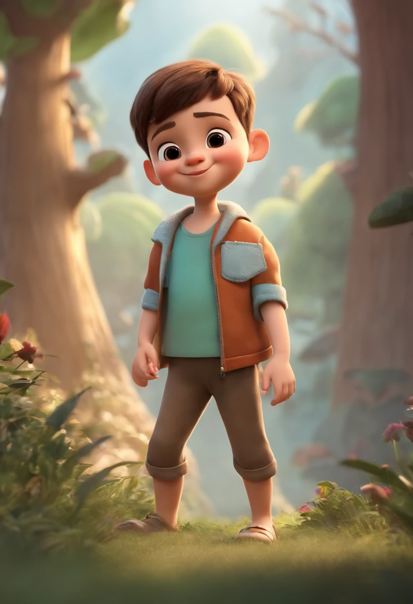 a happy cute standing short hair, vestindo uma fantasia espacial, , fundo branco, barnet, toon, estilo pixar, 3d, desenhos animados, rosto detalhado, asymmetrical 16k