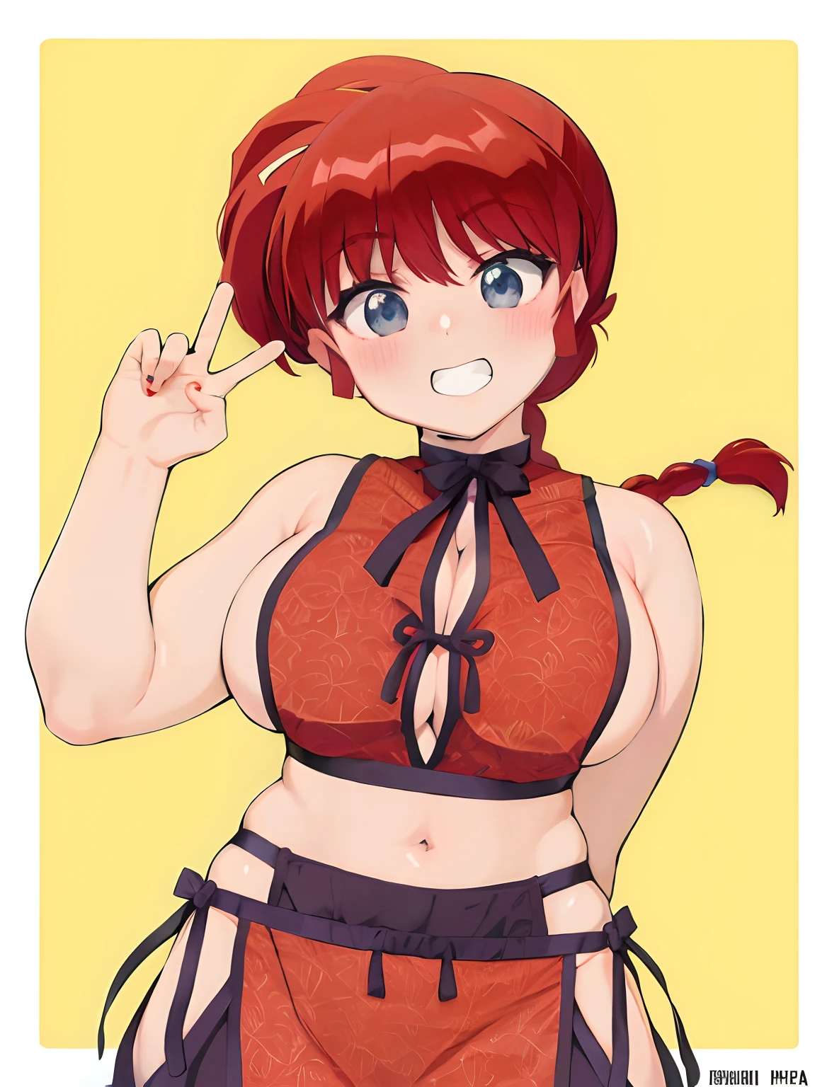 uma imagem dos desenhos animados de uma mulher com cabelo vermelho e um top vermelho, terno Asuka sob a roupa!, Asuka, Zenkai de corpo inteiro! terno Asuka, inspirado em Rei Kamoi, inspirado em Takehisa Yumeji, Yuri Misaki, Anya, Spy X Family, Rei Hiroe, Fujita Goro!