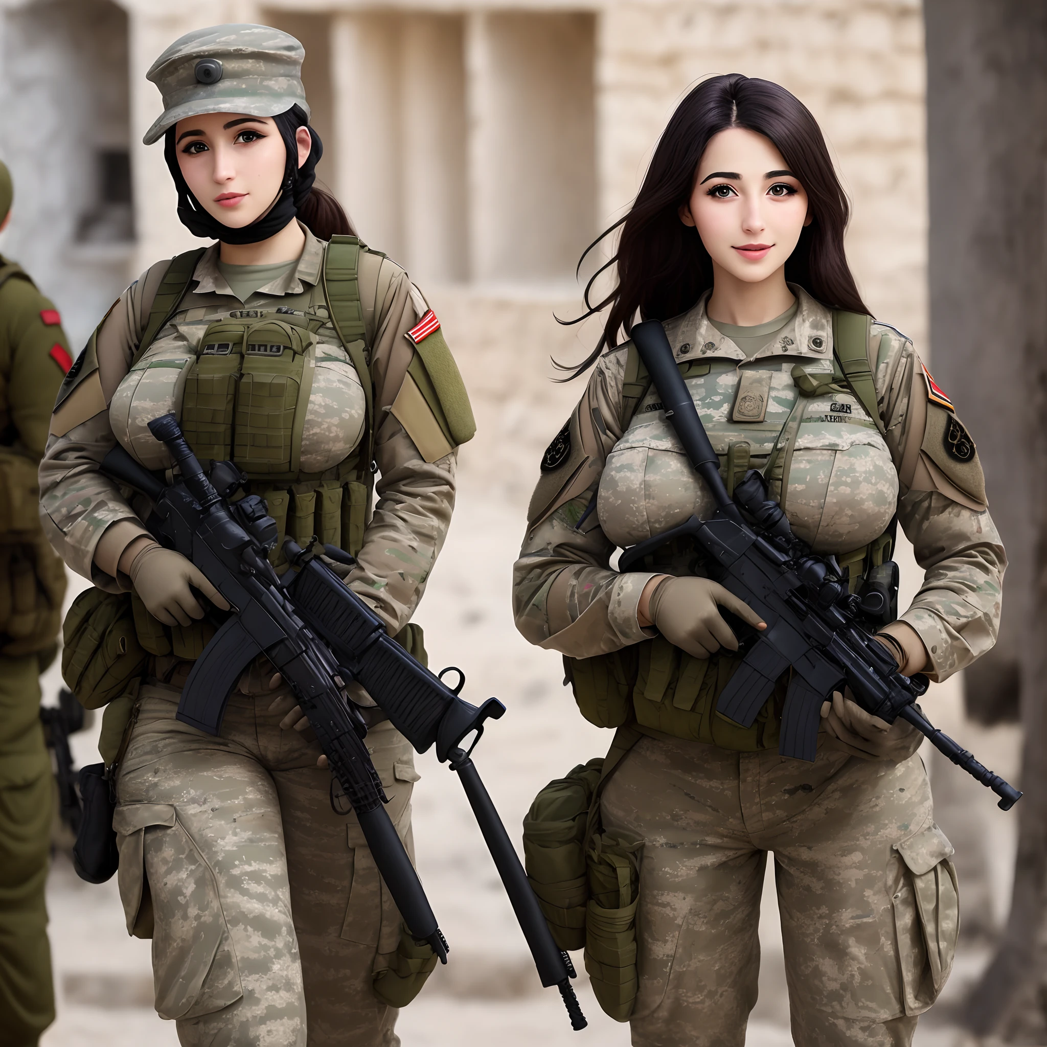 Israel, Jewish woman, Middle East, soldier, female soldier, , large breasts.