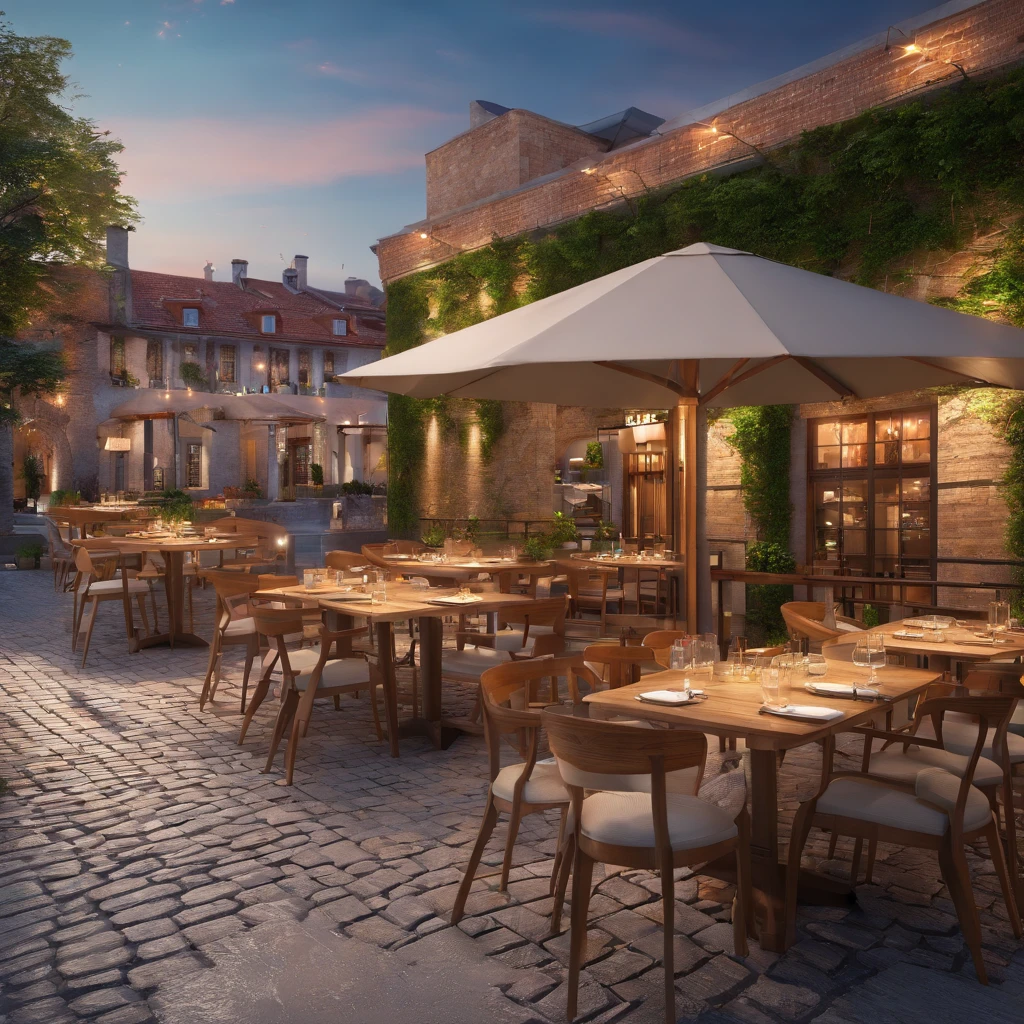Restaurante Divino Gourmet, Tables and chairs with cobblestone sidewalk