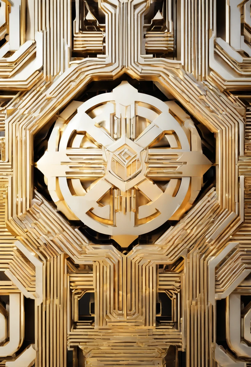 a close up of a gold and white futuristic title with the name MIC 1 EAZY disney style. art deco, c 4 d ", c 4 d style, cinema 4 d art, geometric art deco, rendered in cinema4d, rendered in cinema 4 d, award winning. disney style, central symmetrical composition, new song cover, cinema4d render, cinema 4d render