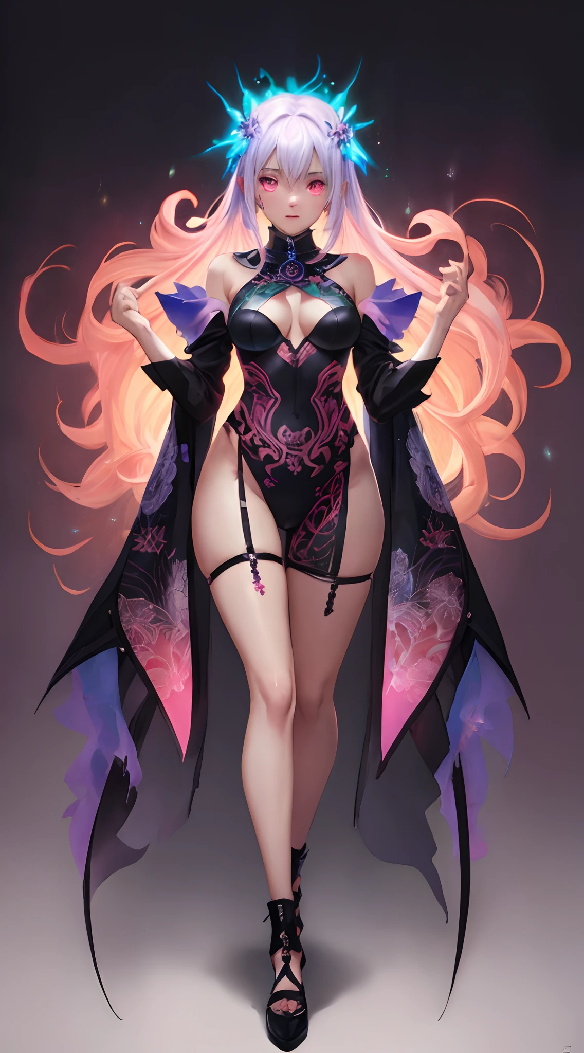 Repair face, Repair eyes, and intricately drawn again, add more nudity, add glowing bioluminescent floral runes to body