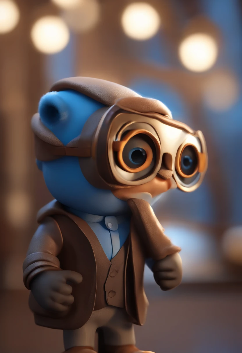 Cartoon character of a man wearing black glasses and a blue shirt, um personagem animado, Caractere estilizado, animation style rendering, 3D estilizado, Arnold Maya render, 3 d render stylized, toon render keyshot, Personagem 3D, Personagem 3D, 3d rendering stylized, 3 d character render, personagem de desenho animado, Personagem de close up, Pose de personagem, (Estilo Pixar) (master part:1.2) (Bokeh) (best quality) (pele detalhada) (textura detalhada) (8k) (argila) (Cinematic lighting) (foco nítido,Senta e vaza a parte superior do corpo