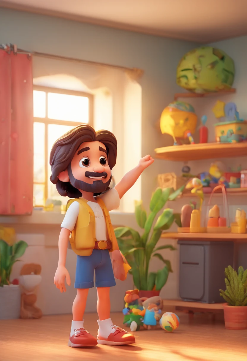 Cute and adorable cartoon Jesus, along side Kids, Pop mart toys, full body cozy indoor lighting, artstation, detailed , digital painting, cinematic, character
