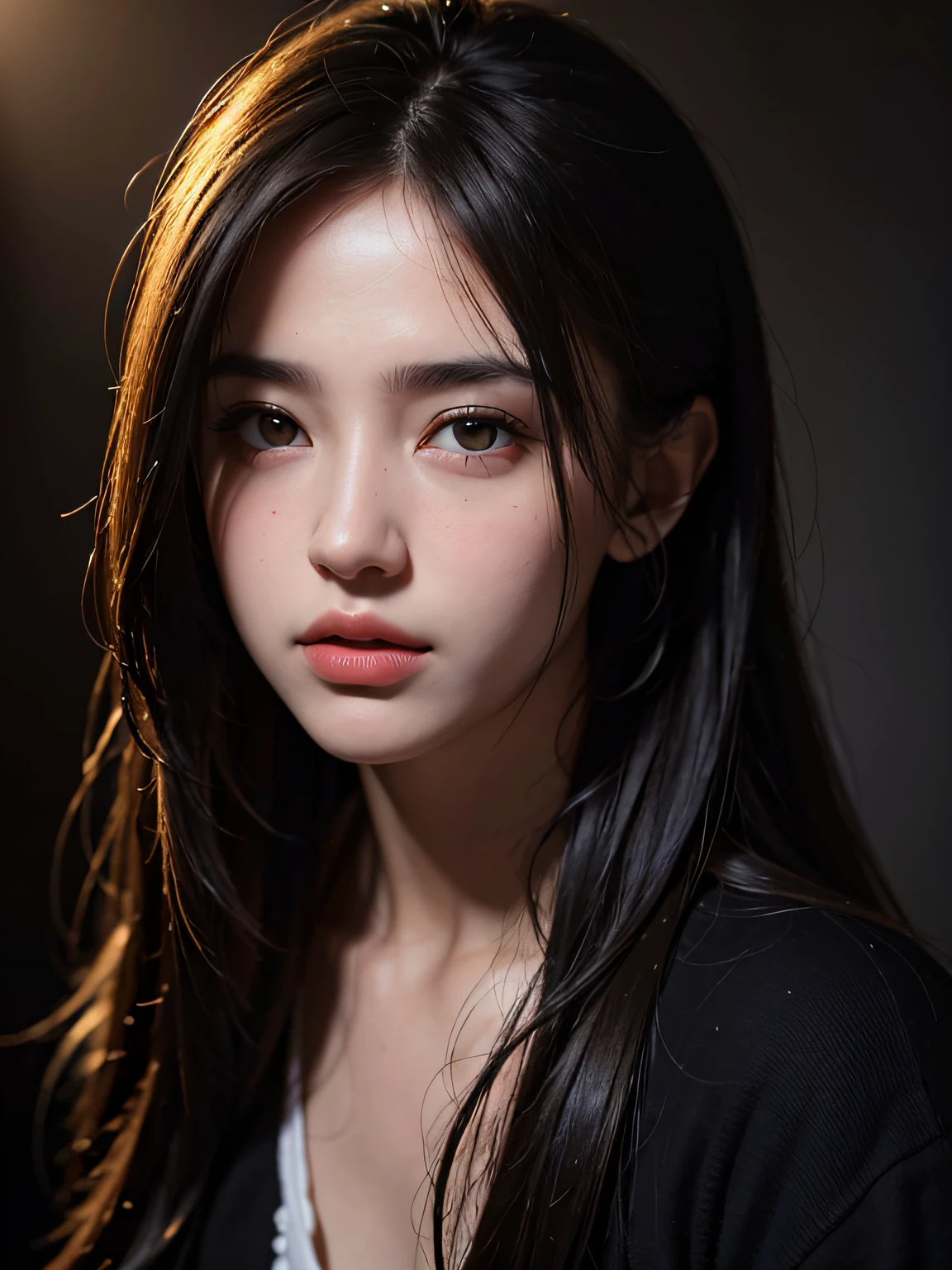 Best quality, masterpiece, ultra high res, (photorealistic:1.4), raw photo, 1girl, in the dark, deep shadow, low key, cold light
