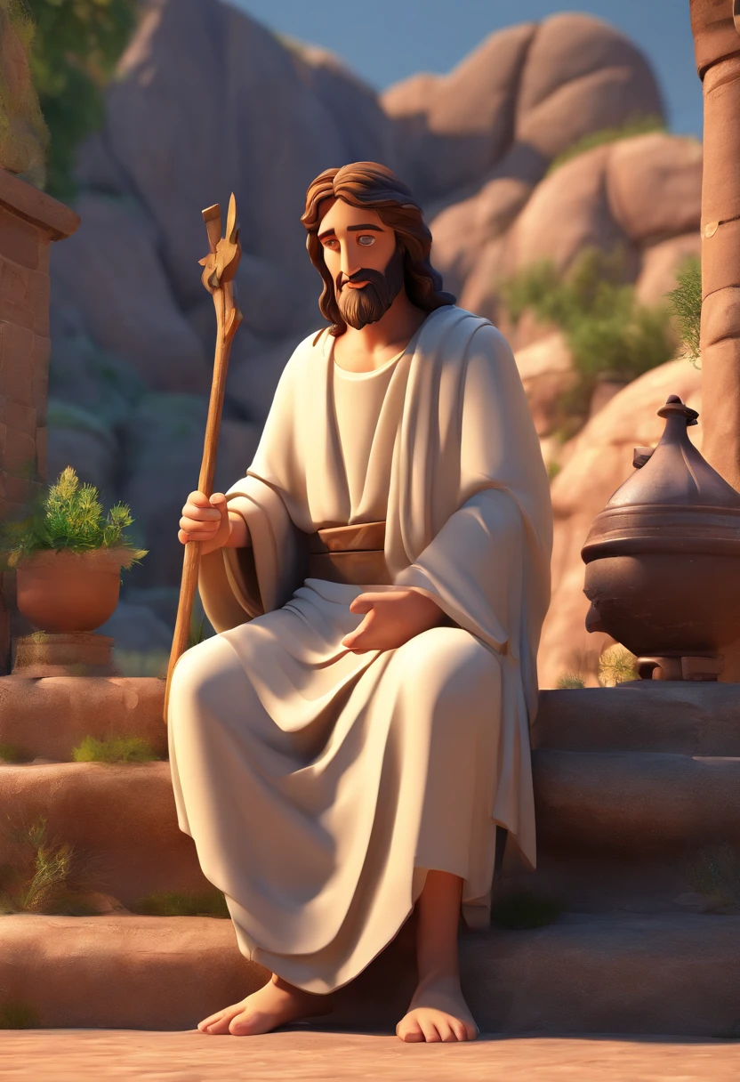 illustration cartoon Jesus Cut, Ancient times environment pixar