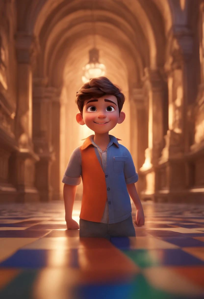 Image of a boy for a story in a YouTube video in Pixar format, He's the allabester, He's the class leader, He's outgoing, Playful and gets up for a lot of things