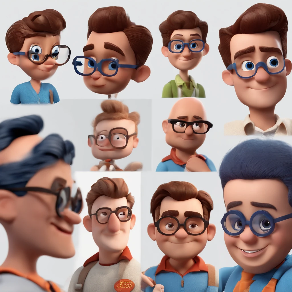 Cartoon character of a man with black glasses and a blue shirt, animation character, Caractere estilizado, animation style rendering, 3D estilizado, Arnold Maya render, 3 d render stylized, toon render keyshot, Personagem 3D, Personagem 3D, 3d rendering stylized, 3 d character render, personagem de desenho animado, Personagem de close up, Pose de personagem, (Estilo Pixar) (master part:1.2) (Bokeh) (best quality) (pele detalhada) (textura detalhada) (8k) (argila) (Cinematic lighting) (foco nítido