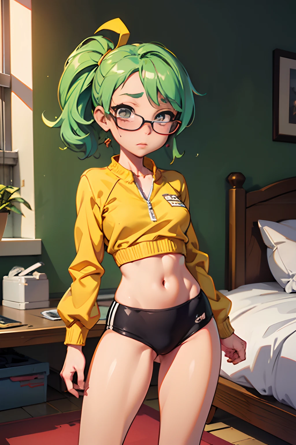1chica, shy, big hips, ojos verdes, dormitorio, muslos a rayas, pervertido, little guy, gafas, tetas desnudas, semidesnuda, small tits, desnuda, erotica, lust, sportwear, culo perfecto, small waist, sentada de espaldas, touching your breasts, preocupada, llorando, tanga