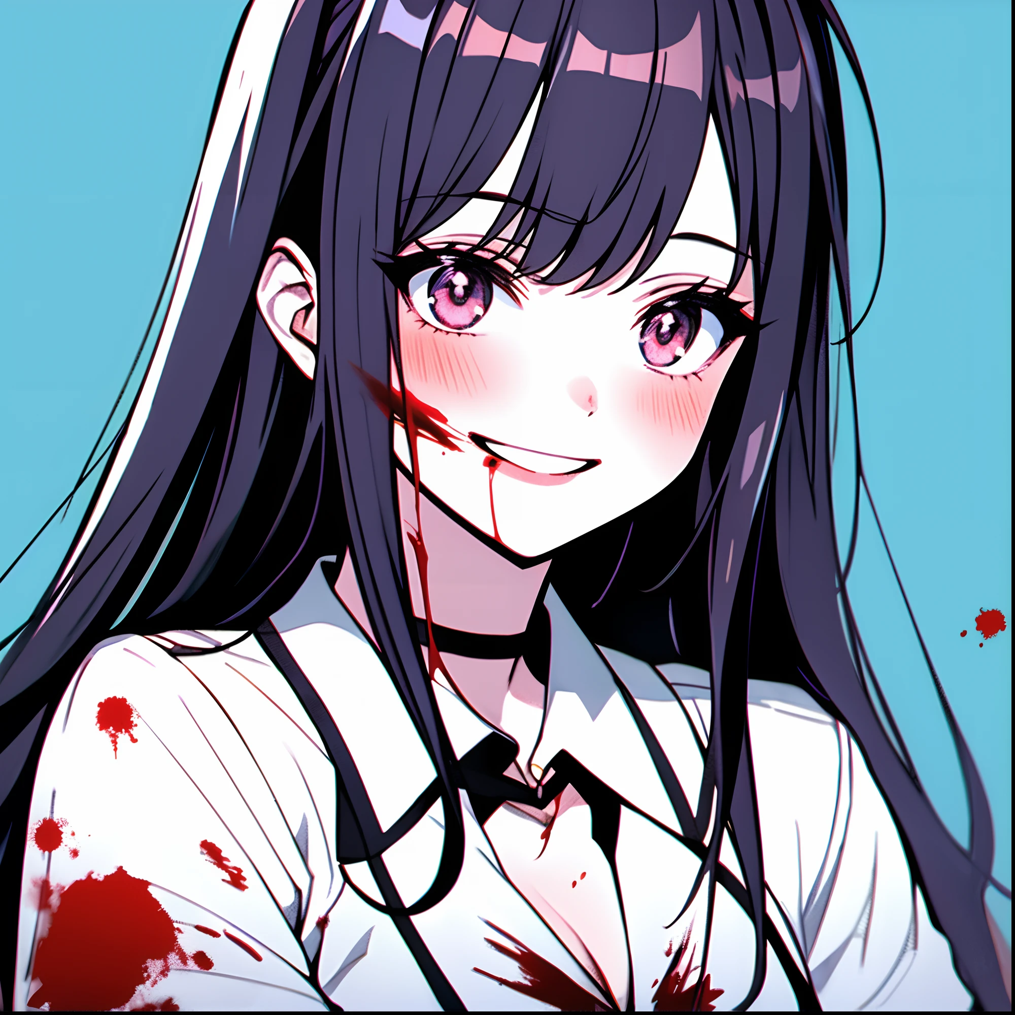 ,1girl,solo,masterpiece, best quality,yandere,crazy smile,blood splateer
