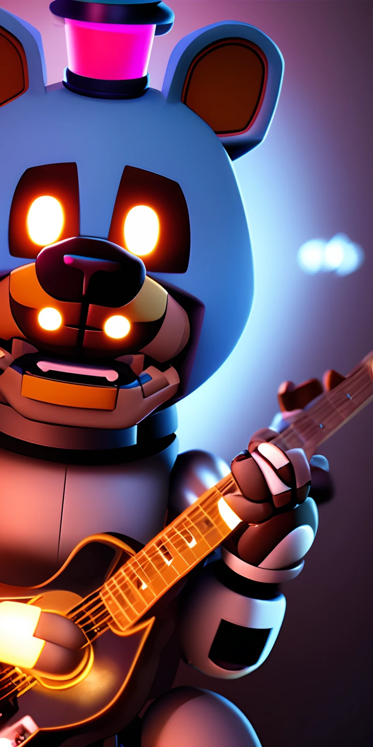fnaf, animatronic cat, fat, scary, horror, animatronic cat, five nights at Freddy's, the cat in the muddy hat, guitar, blue cat, animatronic fnaf, hd, hrd, full hd