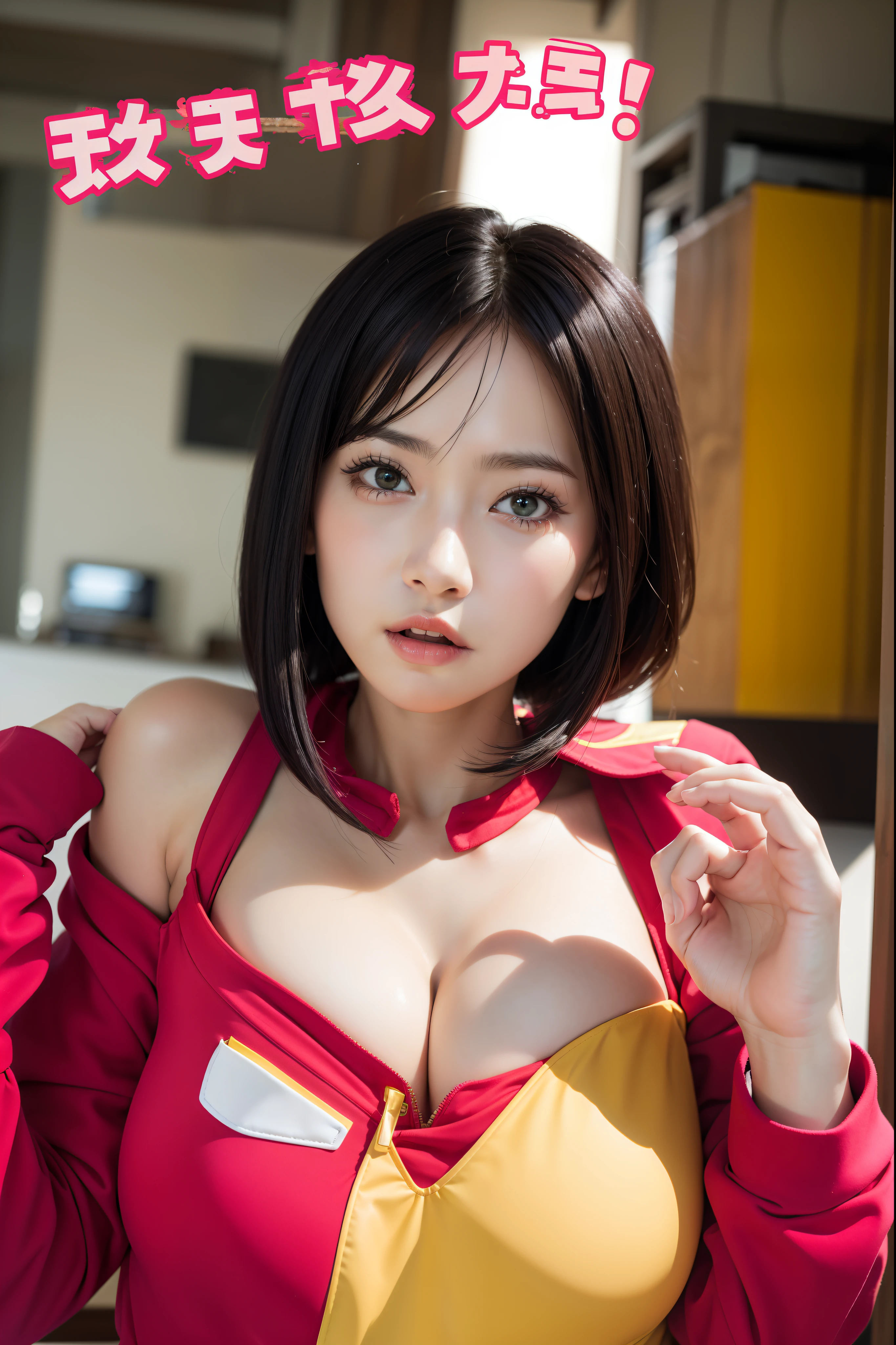 (Best Quality,High resolution,Ultra High Resolution:1.4),(((:1.3))), Super Sentai Series, Megaranger, Hero Mask, (reddish, Green, Black, yellow, Pink, Fivesome) Righteous heroes, Hit the transformation pose、Torn and tattered costume、become dewy、Feels、、panting、Expression in a state of excitement、yawning being、Big beautiful eyes、Detailed cute face、a beautiful slender girl