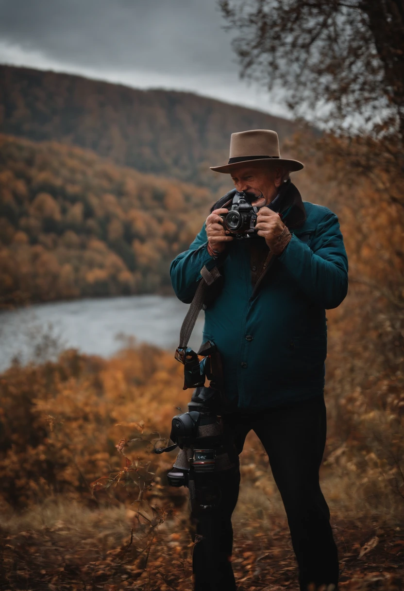 50-year-old photographer with camera in hand
