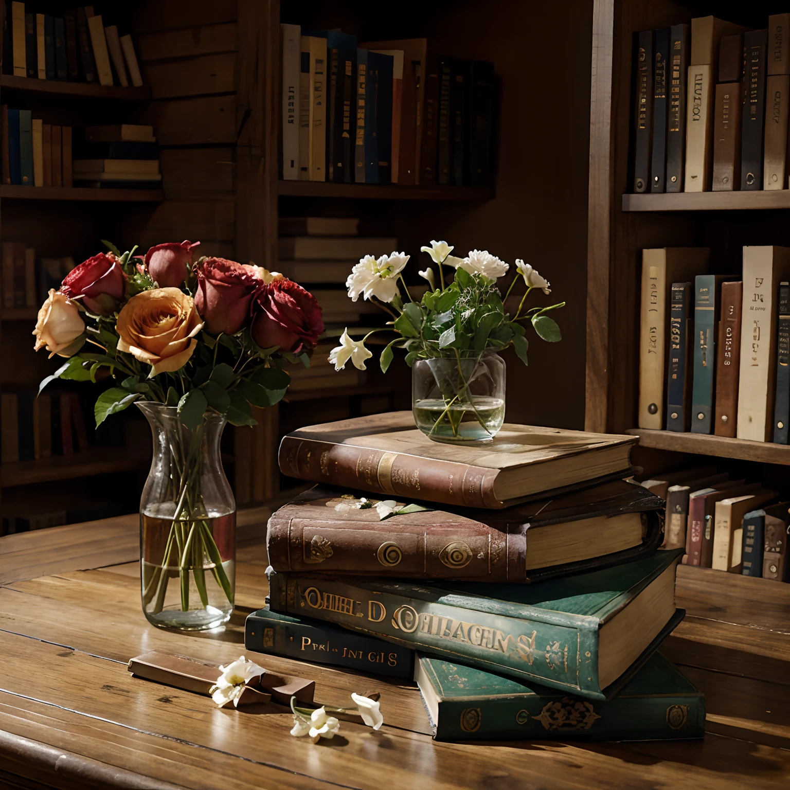 Flowers and books