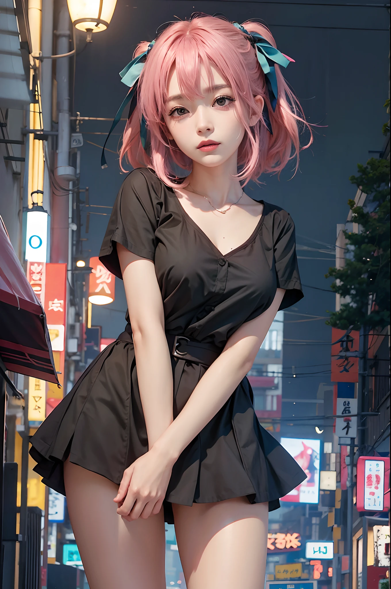 Realistic, nino nakano, ultra detail, masterpiece, high quality, pink hair