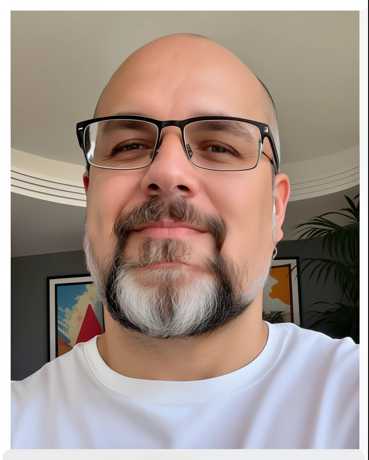 there is a man with glasses and a beard wearing a white shirt, George Doutsiopoulos, careca com barba curta, david rios ferreira, taken in the early 2020s, foto de um homem branco de 50 anos, uma foto de um homem, with glasses and goatee, barba branca curta, icaro carvalho