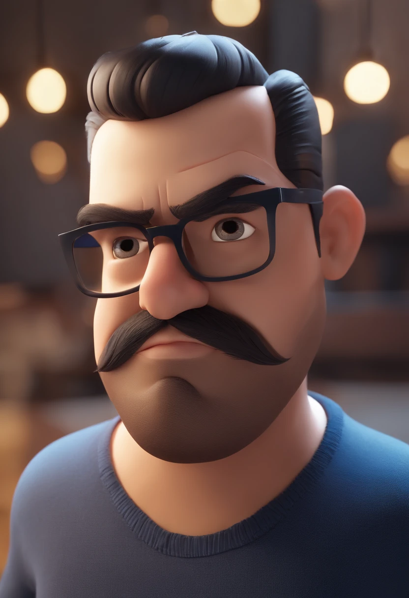 Cartoon character of a man with black glasses and a blue shirt, animation character, Caractere estilizado, animation style rendering, 3D estilizado, Arnold Maya render, 3 d render stylized, toon render keyshot, Personagem 3D, Personagem 3D, 3d rendering stylized, 3 d character render, personagem de desenho animado, Personagem de close up, Pose de personagem, (Estilo Pixar) (master part:1.2) (Bokeh) (melhor qualidade) (pele detalhada) (textura detalhada) (8k) (argila) (Cinematic lighting) (foco nítido