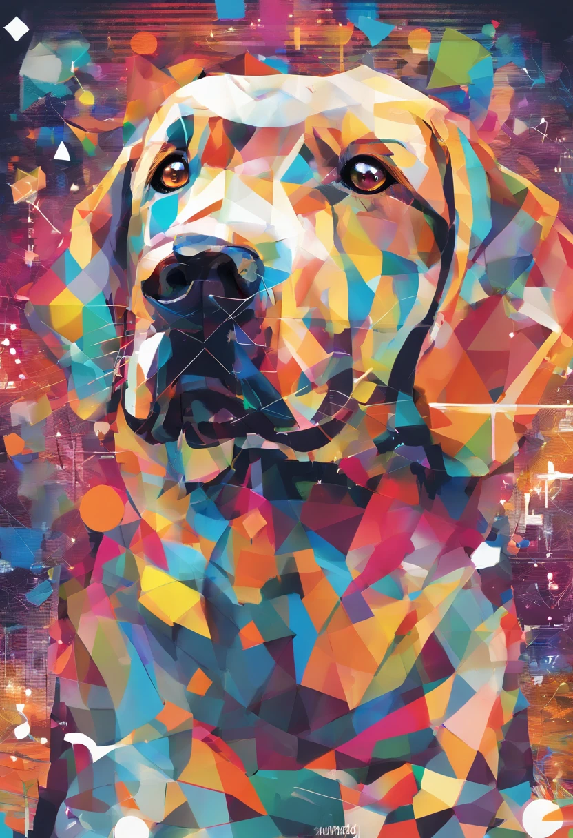 (cachorro labrador  ),(melhor pose),(best angle), (better expression), Eduardo Kobra acolchoamento ,multidimensional geometric wall PORTRAIT, arte, Chibi,Yang08k, lindo, Colouring,