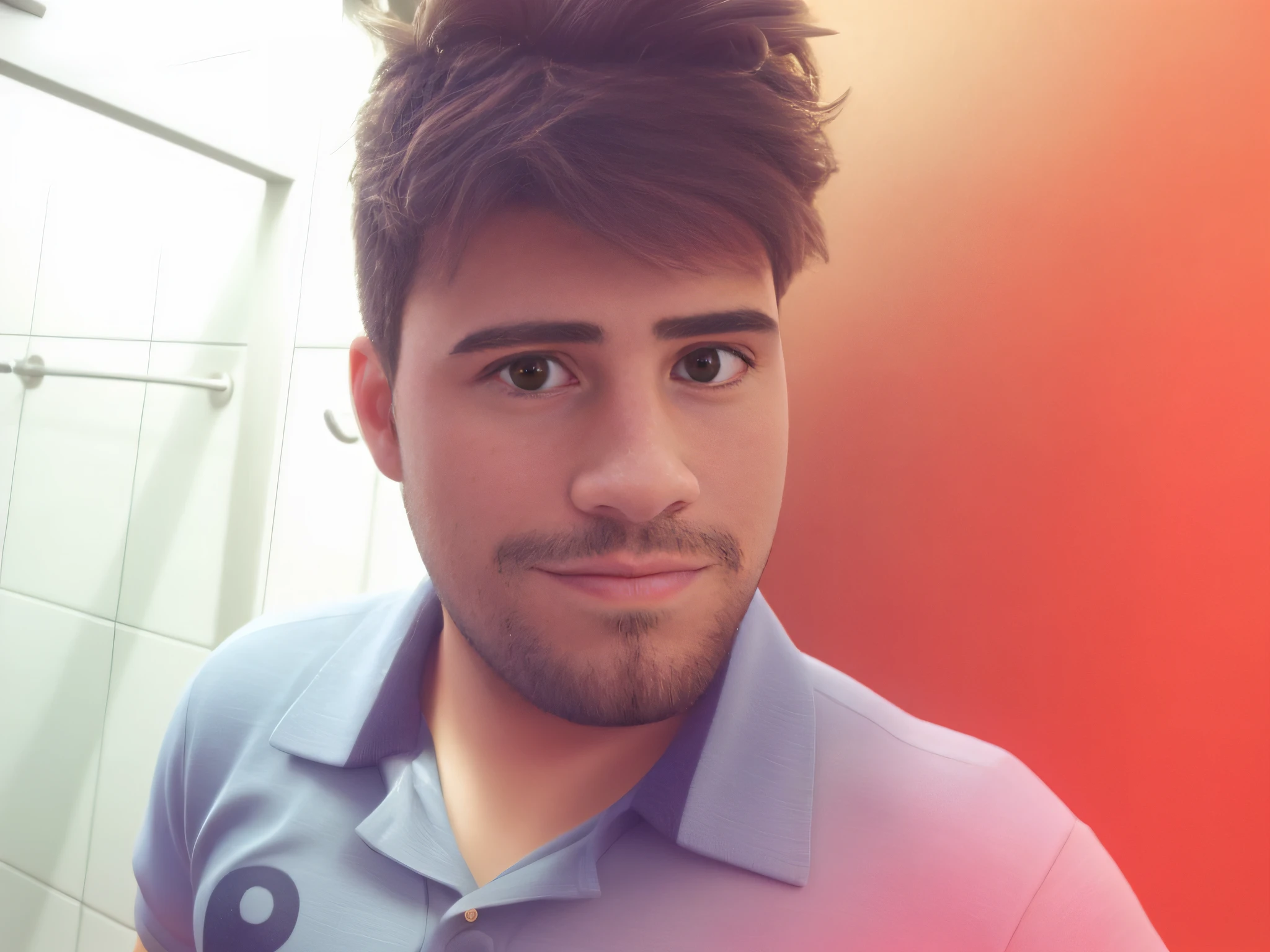 Homem, moreno cabelo arrepiado, with polo shirt in top quality