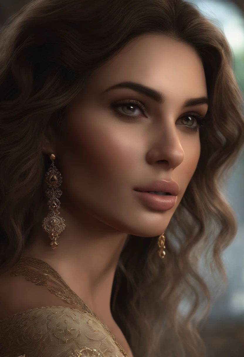 "(best quality,ultra-detalhado,Realistic:1.37),3D rendering,illustration,design de personagens, garota sensual, com pouca roupa, cabelos ruivos, olhos castanhos, tatuagem no joelho direito, tatuagem no bumbum, em uma cama, in a dimly lit room
