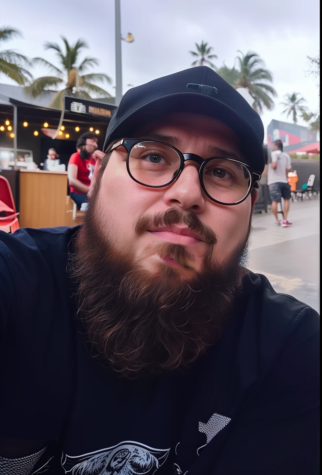 there is a man with a beard and glasses taking a selfie, Streamer do Twitch / Jogador Ludwig, foto de perfil headshot, taken in the early 2020s, Atarracado, imagem do avatar, neckbeard, foto de perfil, Postagem no Reddit, barba cheia, Typical cryptocurrency nerd, foto de perfil 1024px, vacation photo, foto do perfil, Streamer do Twitch