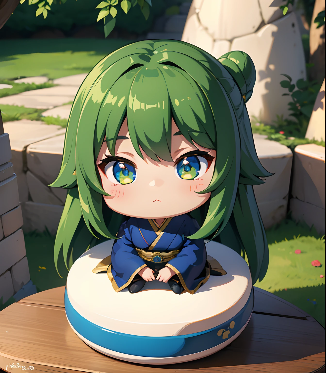 (masterpiece、top-quality、ultra-detailliert、Best Shadows)、细致背景、a sticker、hight resolution、ultra-detailliert、((Lady))、(Chibi Chara),Beautiful hair、verdant、foliages、kawaii faces、A detailed eye、Women in Japan、noble、livestream、Charisma Idol Pose、Detailed hand、perfect hand、intricate detailes、Famous Private Schools