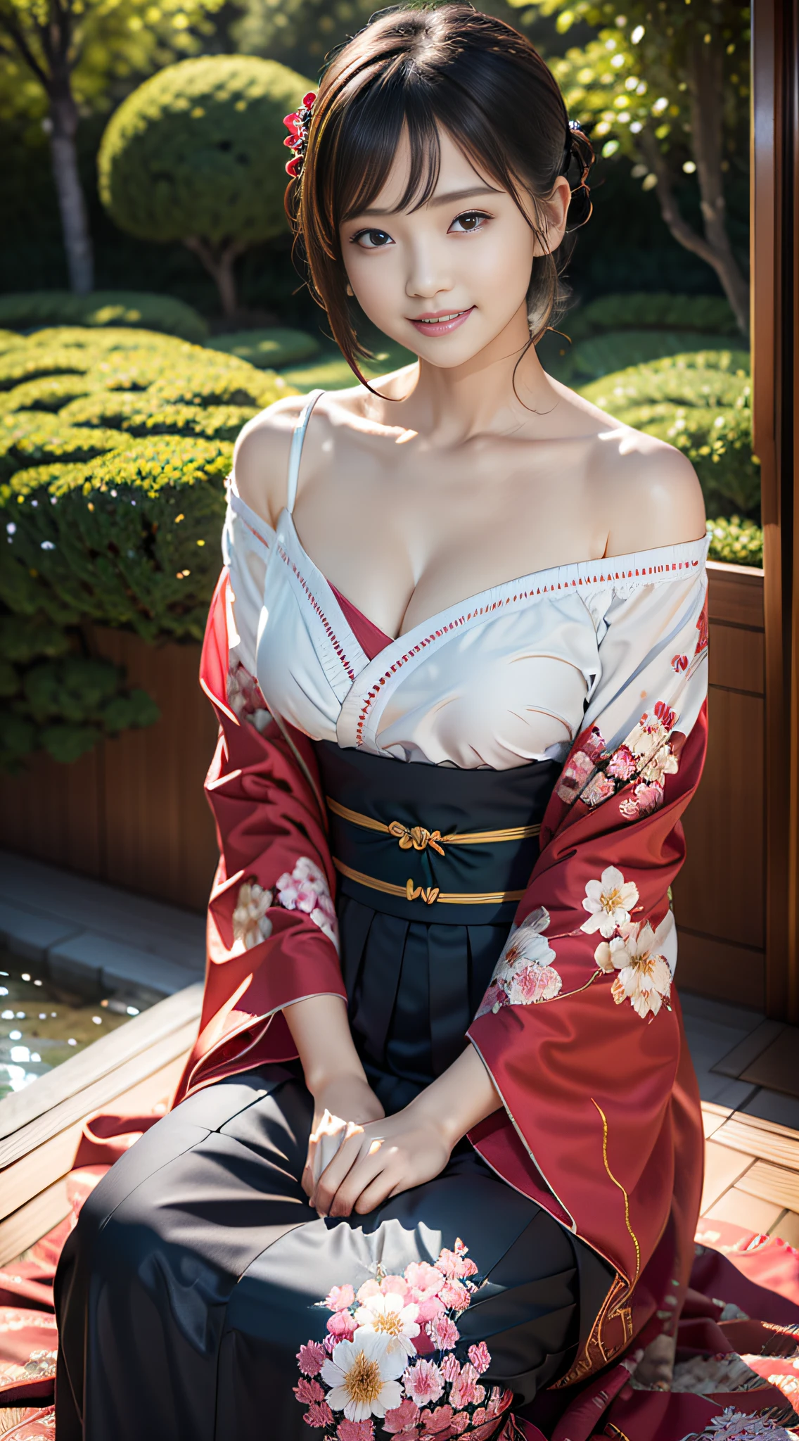 A girl, autumn, red leafs tree as background, red leaf falling, (mini yukata:1.3), ((fully visible)), away from the spectators, beautiful, pretty, cute, cute, young, ager, slim, slender, petite, thin, (big breasts), (big breasts), (big breasts). She was sweaty, wet, and drenched, The clothes are transparent, there is sweat on the skin, and the hair is wet, She grinned and smiled, She looks natural, relaxed and unpretentious. Scheming face, Make faces, (sticking out his tongue), telling a secret, hiding a secret, shyness, excitement, She stared at the audience, black long layer hair, a rolled up shirt with a collar, two layers, Shirt lift, Camera focused on her face, light shining on her face, very large aperture, ((f/1.2)), shallow depth of field, strong blur in background lens, ISO 3000, auto white balance, extremely detailed, professional lighting, soft light, raw photos, Uniqlo fashion models, best quality, masterpiece, award-winning photography, huge file size, 8k, high resolution, shot on Sony DSLR.