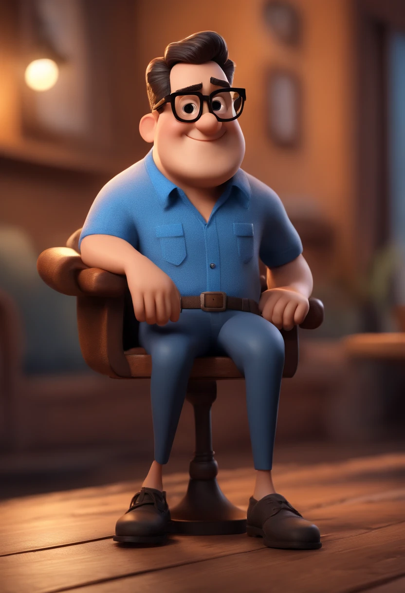 Cartoon character of a man with black glasses and a blue shirt, animation character, Caractere estilizado, animation style rendering, 3D estilizado, Arnold Maya render, 3 d render stylized, toon render keyshot, Personagem 3D, Personagem 3D, 3d rendering stylized, 3 d character render, personagem de desenho animado, Personagem de close up, Pose de personagem, (Estilo Pixar) (master part:1.2) (Bokeh) (best quality) (pele detalhada) (textura detalhada) (8k) (argila) (Cinematic lighting) (foco nítido