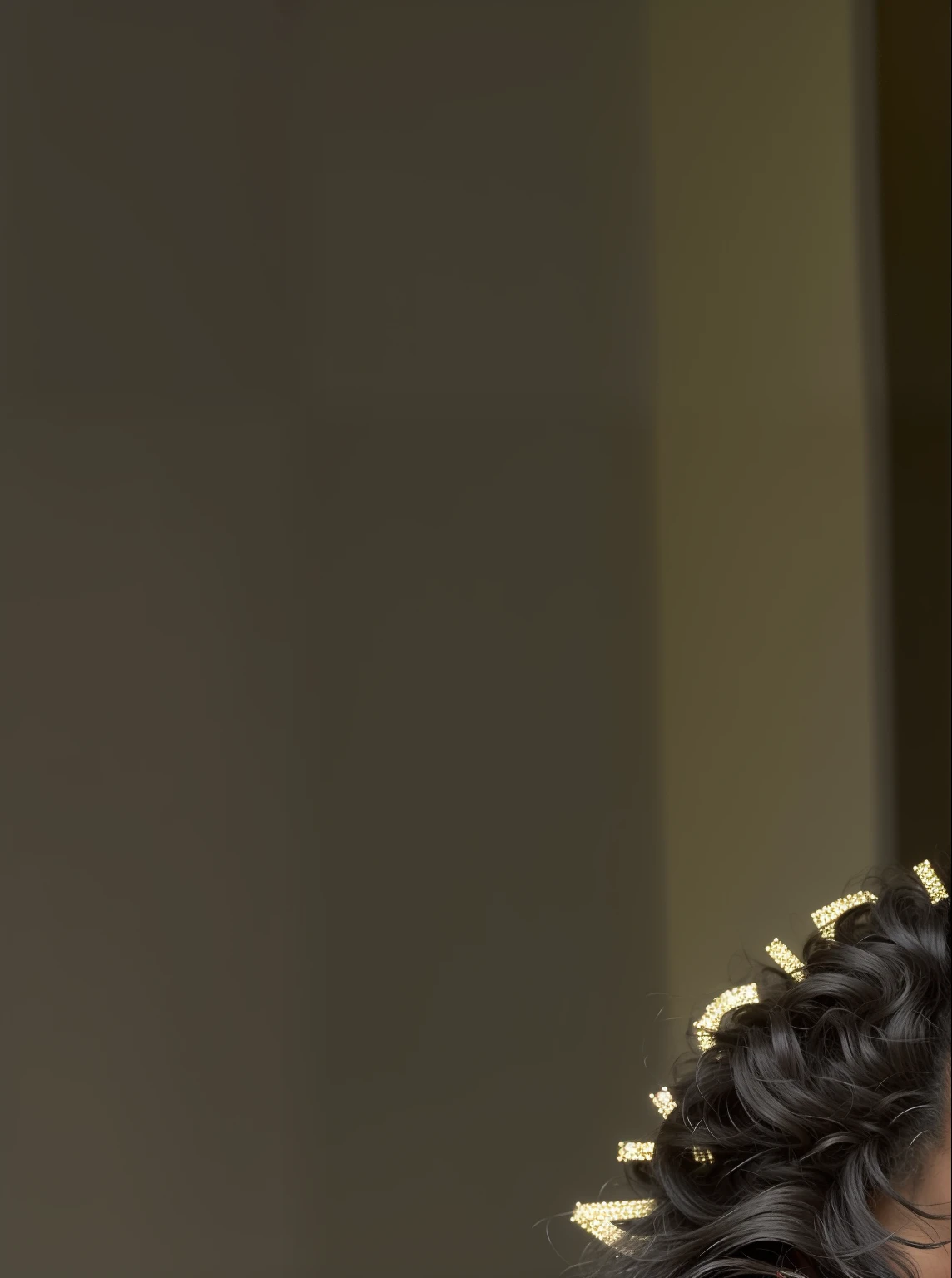 Mulher sorridente com cabelo cacheado usando um vestido azul e uma camisa branca, sorrindo como uma rainha de fadas, seu rosto emoldurado com cachos, bonito e sorridente, imagem de qualidade muito baixa, foto de perfil headshot, Menina africana de pele clara, curly middle part haircut, usando uma coroa cinza claro, 1 / 2 headshot, cabelo encaracolado preto, Tessa Thompson inspirada, cabelos cacheados